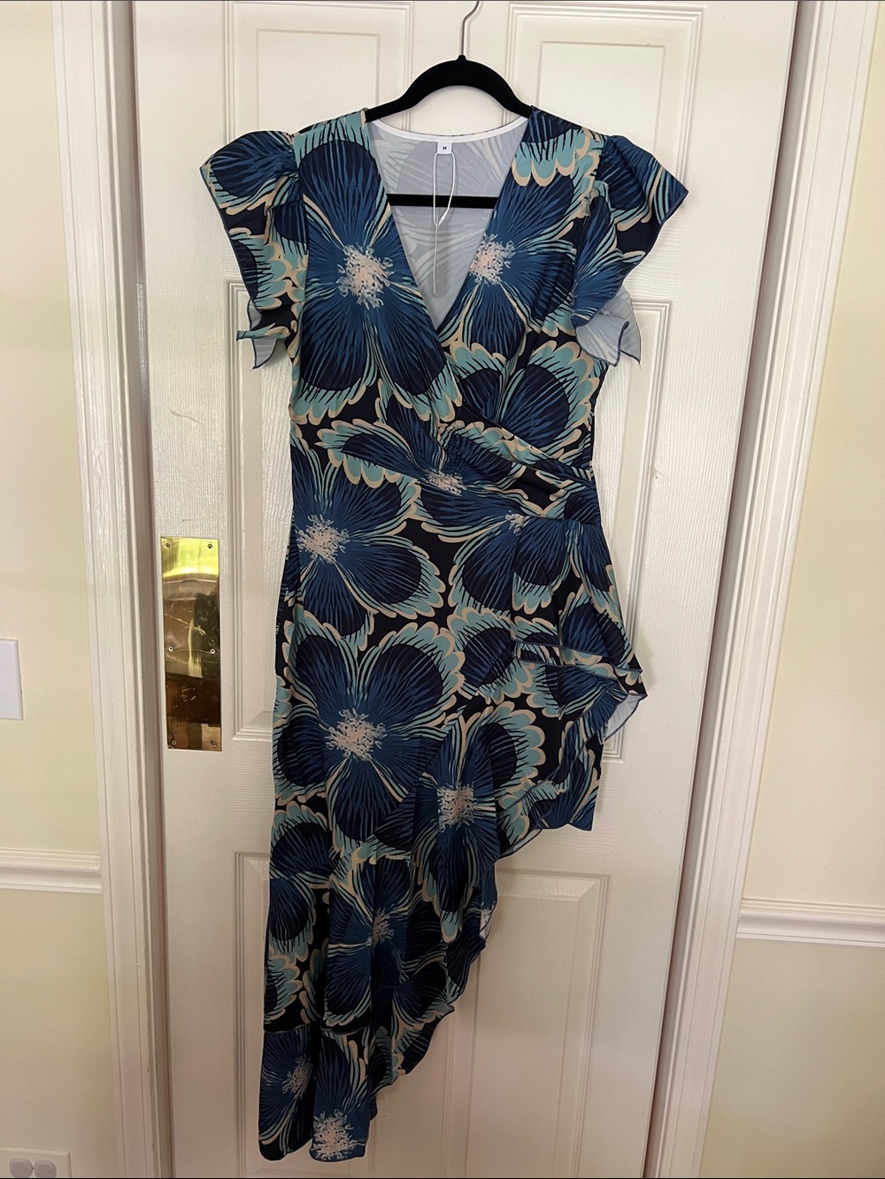 Blue floral asymmetrical dress (medium)